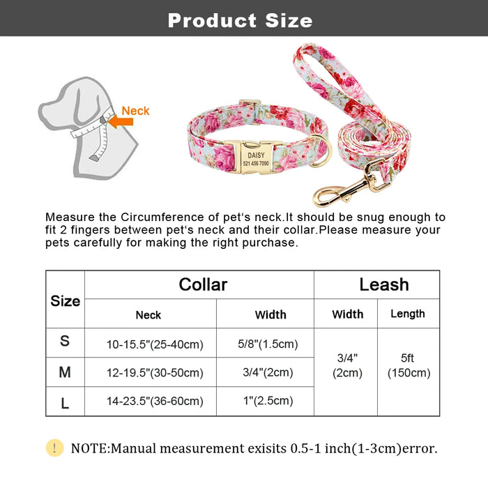 Liwopet PAWPRINT Custum ID Collar & Leash Set - Personalize Your Pup’s Style