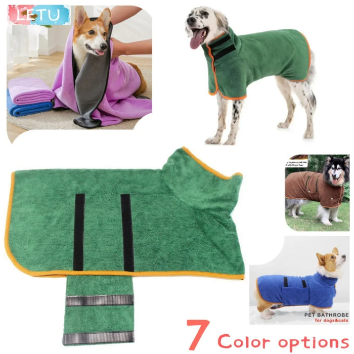 Liwopet POOCHPAMPER Robe - Absorbent Quick-Dry Bath Towel for Dogs